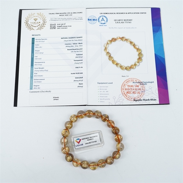 Vòng tay tóc vàng 20hạt 775765 kt 10.48-10.02ly KG+