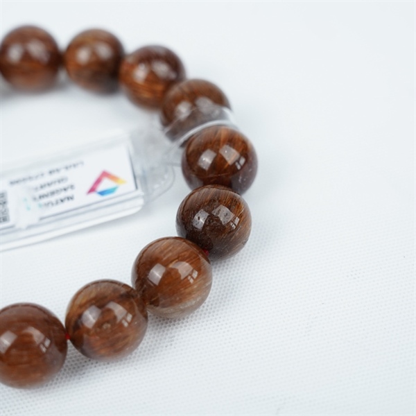 Vòng tay thạch anh tóc nâu 16hạt 275596 13.86*12.93ly KG+