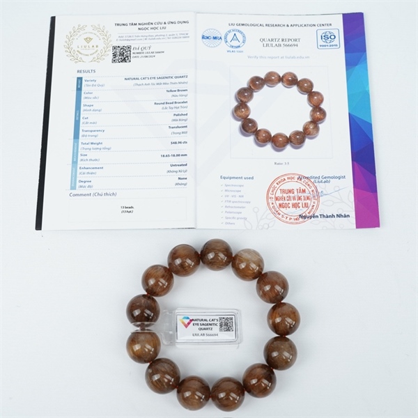 Vòng tay tóc nâu to 13hạt 566694 kt18.65-18ly KG+