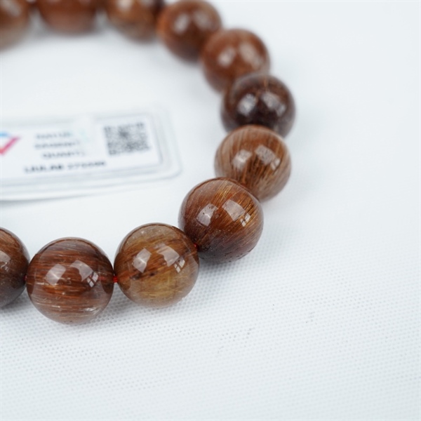 Vòng tay thạch anh tóc nâu 16hạt 275596 13.86*12.93ly KG+