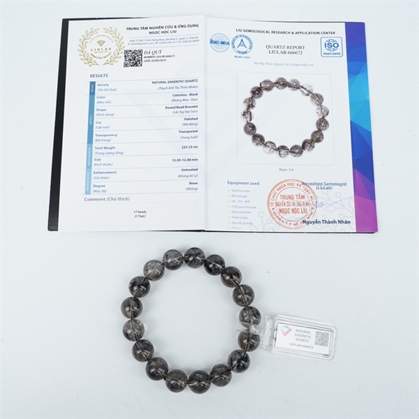 Vòng tay tóc đen 17hạt 666672 kt 12.95-12.48ly KG+