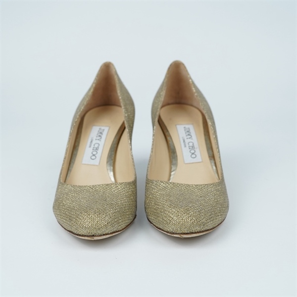 Giày Jimmy Choo vàng nhũ cao 6.5p sz36.5 (BQ) KG+
