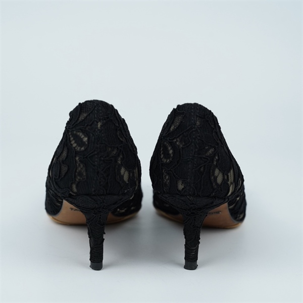 Giày D&G đen đính đá hoa cao 6.5p sz35.5 (BQ) KG+