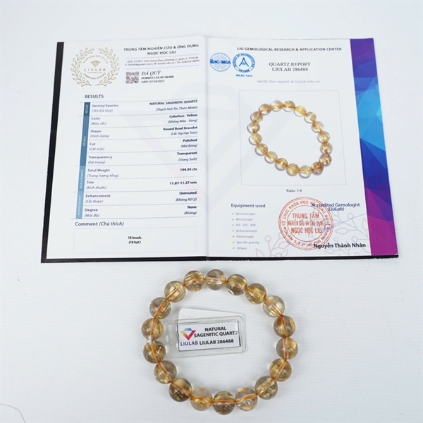 Vòng tay tóc vàng 18hạt 286488 kt 11.87-11.37ly KG+