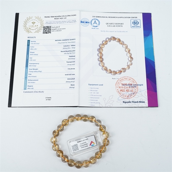 Vòng tay tóc vàng 21hạt 929978 kt 9.45-9.01ly KG+