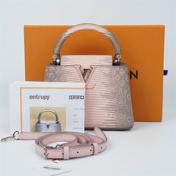 Túi LV Capu da lizard hồng size mini MI4127 KG+