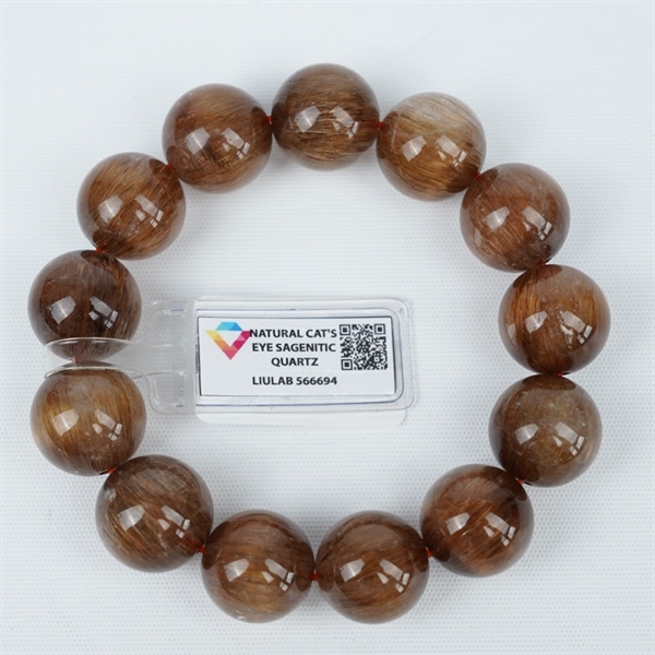 Vòng tay tóc nâu to 13hạt 566694 kt18.65-18ly KG+