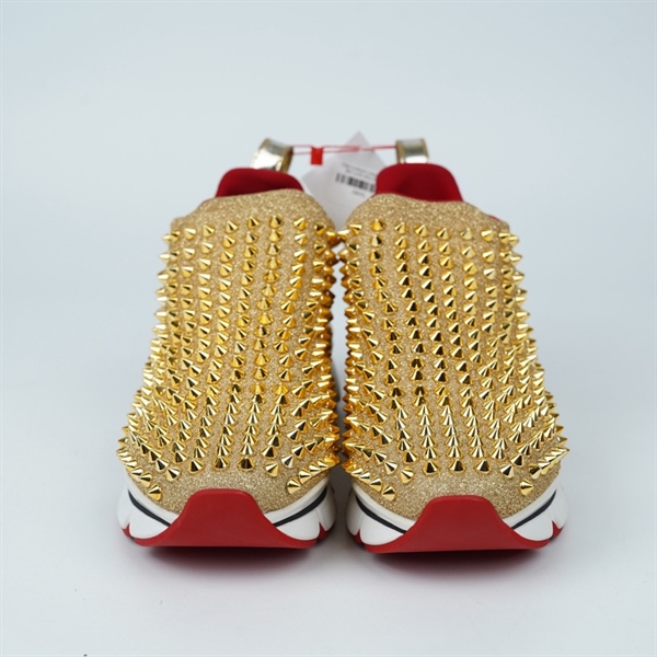 Giày Louboutin vàng đính đinh sz35 (BQ) KG+