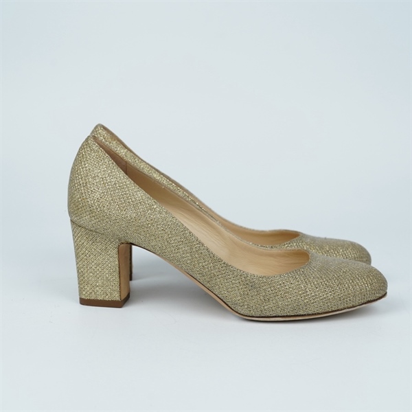 Giày Jimmy Choo vàng nhũ cao 6.5p sz36.5 (BQ) KG+