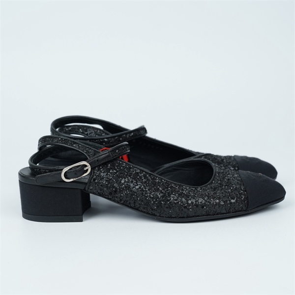 Giày Chanel đen cao 4p sz35 (BQ) KG+
