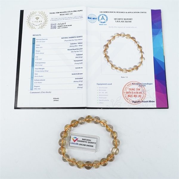 Vòng tay tóc vàng 20hạt 266368 kt10.03-9.50ly KG+