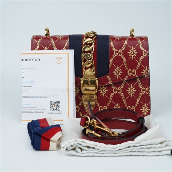 Túi GG Sylvie đỏ (524405-493075) 2strap sz25 KG+