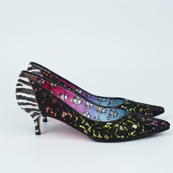 Giày Jimmy Choo đen ren cao 12p sz37 (BQ) KG+