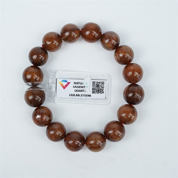 Vòng tay thạch anh tóc nâu 16hạt 275596 13.86*12.93ly KG+