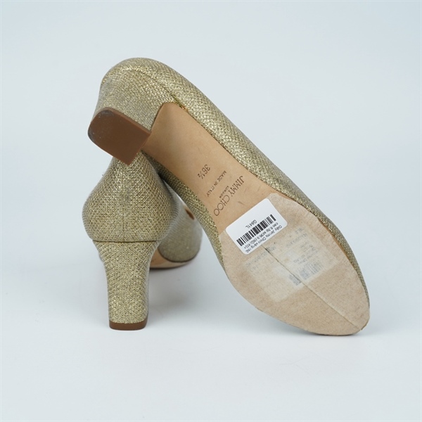 Giày Jimmy Choo vàng nhũ cao 6.5p sz36.5 (BQ) KG+