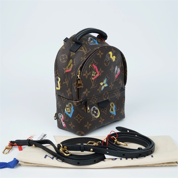 Balo LV Palm Pring hoa nâu 2 strap sz15x9x22 (BMC) KG+