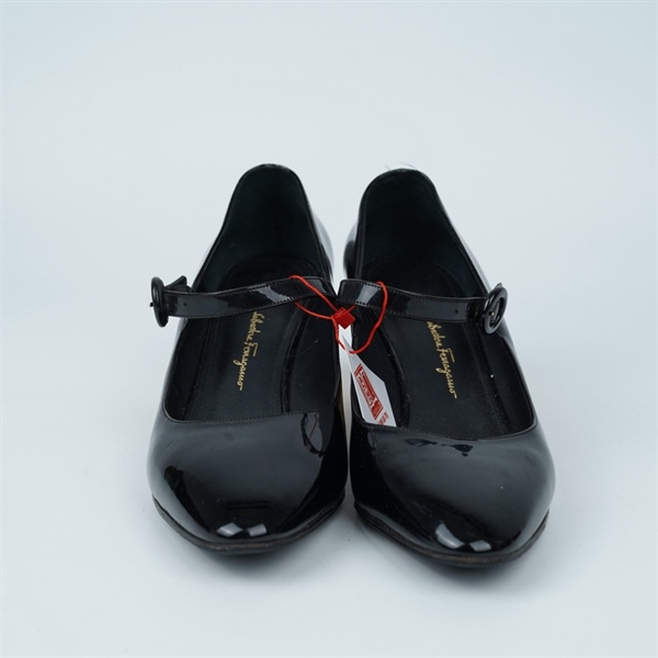 Giày Salvatore đen bóng cao 6p sz7.5 (UK) (BQ) KG+