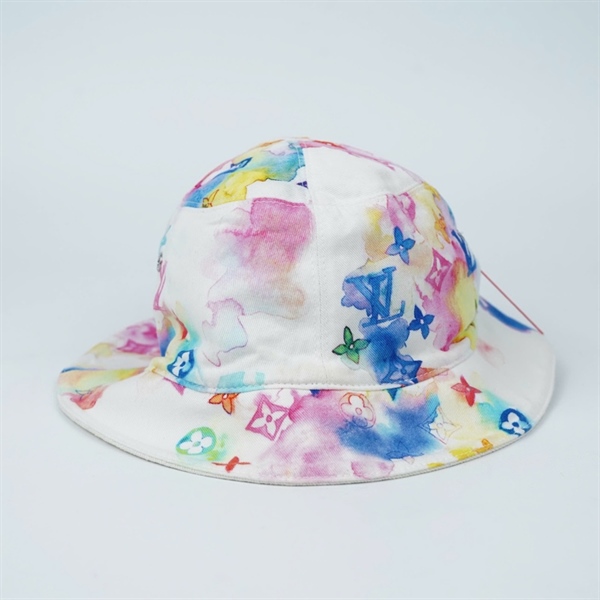 Nón LV trắng họa tiết Multicolor (BQ) KG+