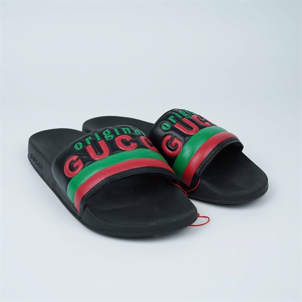 Dép GG đen chữ xanh đỏ sz8 (UK) (BQ) KG+