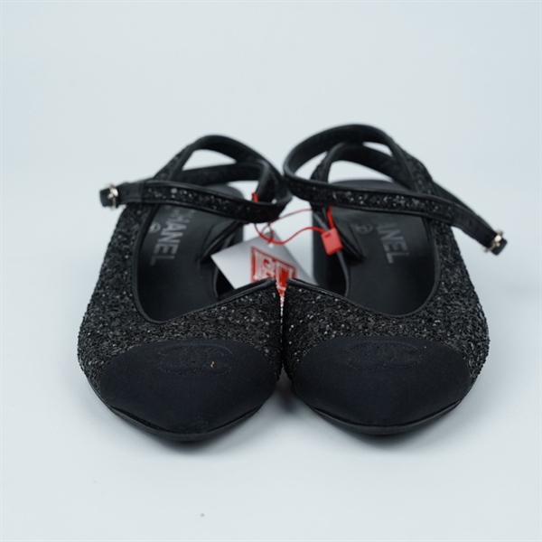Giày Chanel đen cao 4p sz35 (BQ) KG+