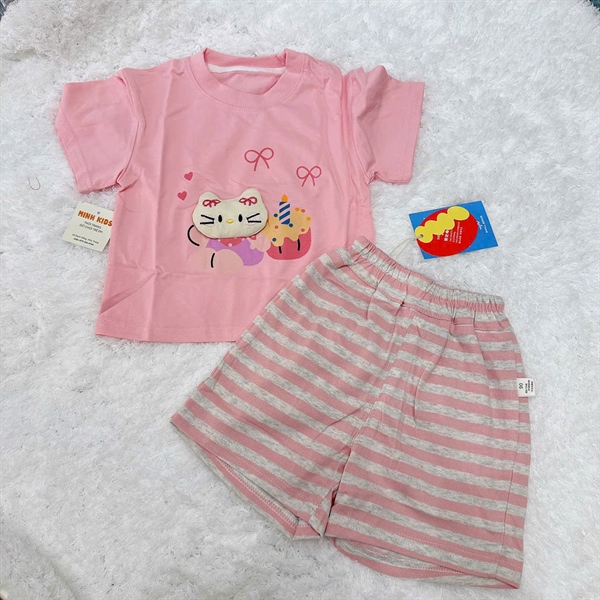 BT Bộ ngắn NBDD mèo bánh (90-130) hồng