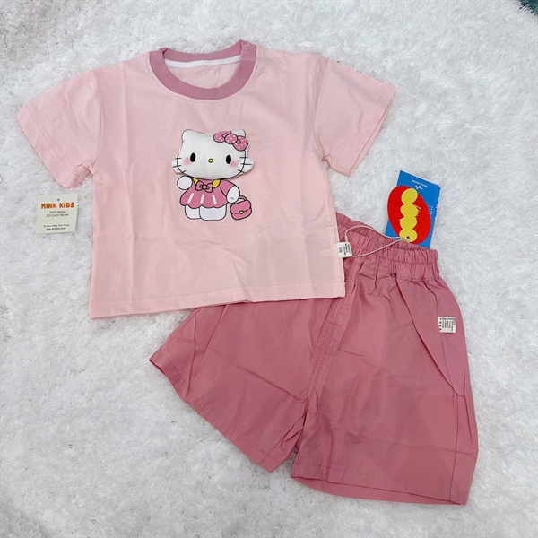 BT Bộ ngắn NBDD kitty nổi (90-130) hồng