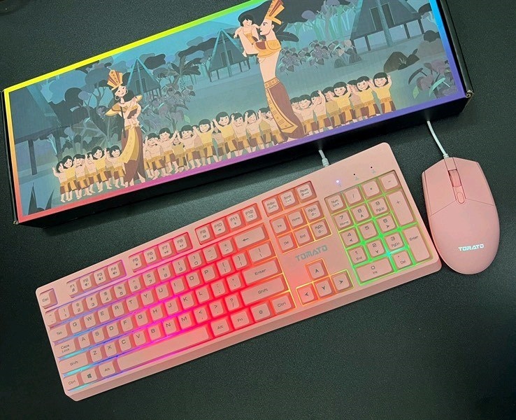 Combo phím chuột giả cơ Tomato S100 , Hồng