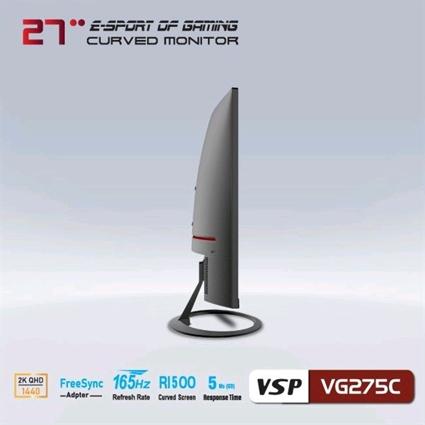 Màn hình gaming vsp VG275C 27 inch/ 2k/ va/ 165hz/ 5ms/ 300nits/ hdmi+dp/ cong