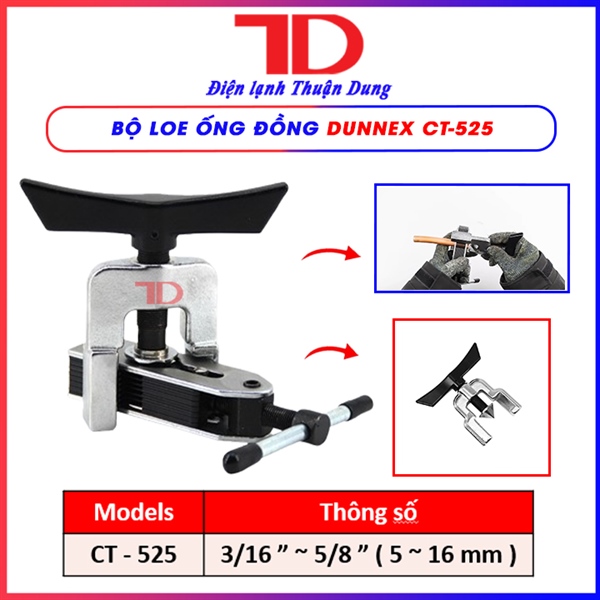 Bộ loe ống DUNNEX, lã ống đồng đa năng, model CT-525, 3/16"-5/8" (5-16mm) (thùng 20 bộ)