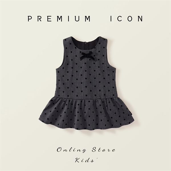 Váy sát nách đen chấm bi