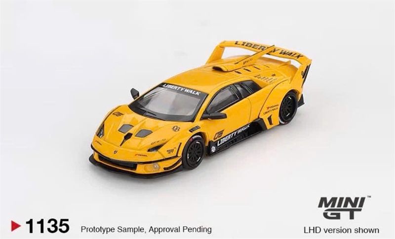 Mini GT Box Version MGT01135 LB-Silhouette WORKS MURCIELAGO GT Evo Yellow