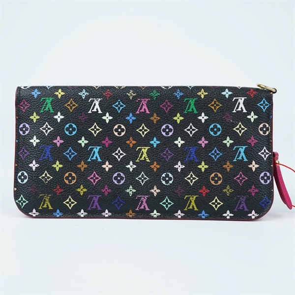 Ví LV đen họa tiết Multicolor gập 2 (LT) KG+
