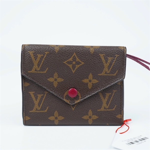 Ví LV hoa nâu gập 3 nút đỏ (SP0126) (LT) KG+
