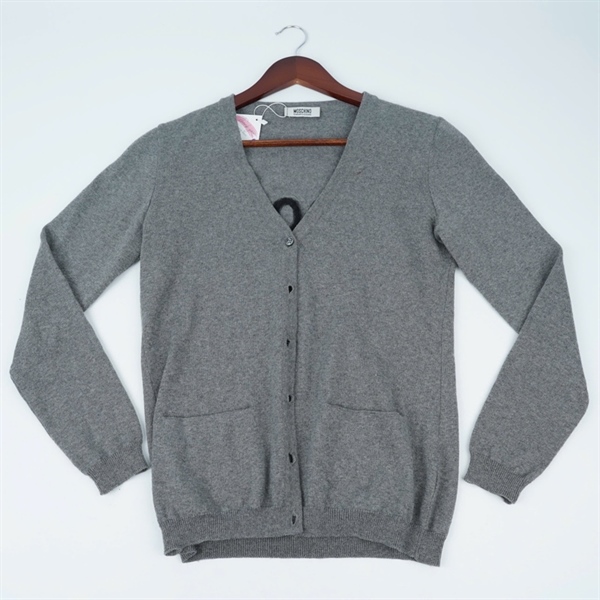 Áo khoác Moschino cardigan xám in chữ (PN) KG+
