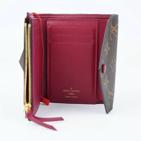Ví LV hoa nâu gập 3 nút đỏ (SF0159) (LT) KG+