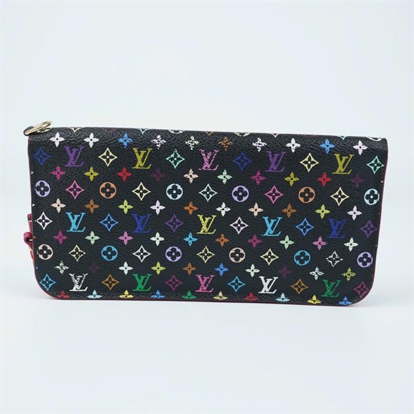 Ví LV đen họa tiết Multicolor gập 2 (LT) KG+