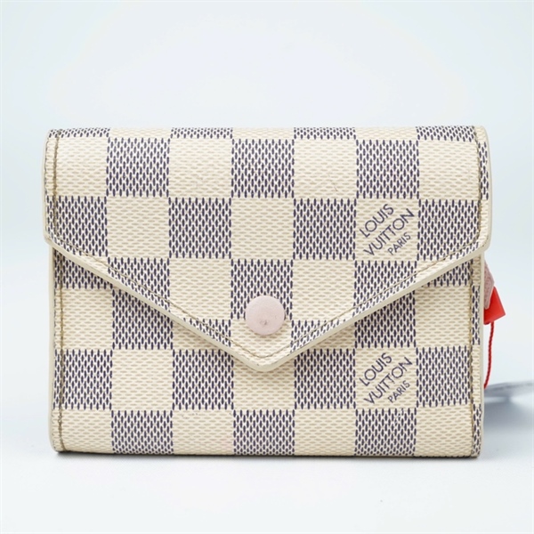 Ví LV ô vuông xám gập 3 nút hồng (MI0198) (L-N) KG+