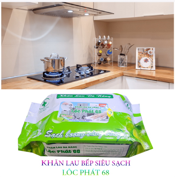 Khăn ướt lau đa năng khử mùi, kháng khuẩn Lộc phát 68 - 50 tờ