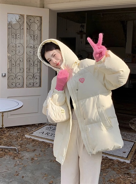 [QC] Áo khoác phao tag tim có mũ