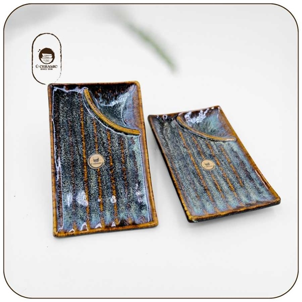 Dĩa Chữ Nhật Có Khay Chấm