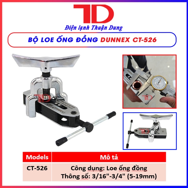 Bộ loe ống DUNNEX, lã ống đồng đa năng, phi 6-19 - LÃ 526, model CT-526, 3/16"-3/4" (5-19mm) (thùng 20 bộ)