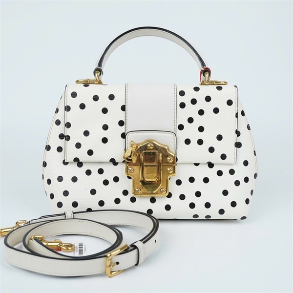 Túi D&G trắng chấm bi đen sz25 (TL) KG+