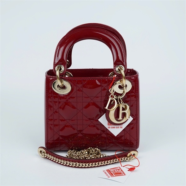 Túi Dior Lady đỏ bóng (15-BO-1117) szmini (HT)+