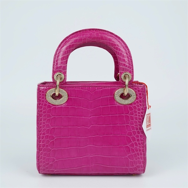 Túi Dior Lady hồng da cá sấu (02-MA-0148) szmini (TL) KG+