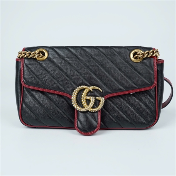 Túi GG Marmont đne viền đỏ (443497-520981) sz25 (TL) KG+