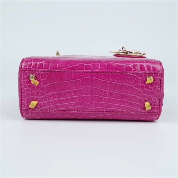 Túi Dior Lady hồng da cá sấu (02-MA-0148) szmini (TL) KG+