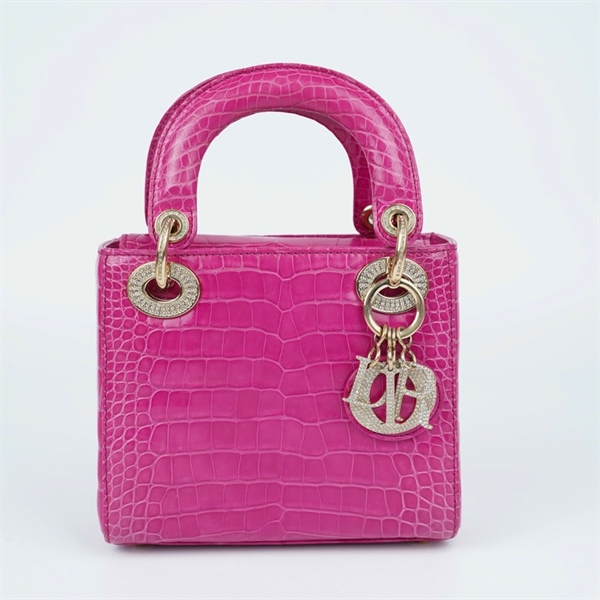 Túi Dior Lady hồng da cá sấu (02-MA-0148) szmini (TL) KG+