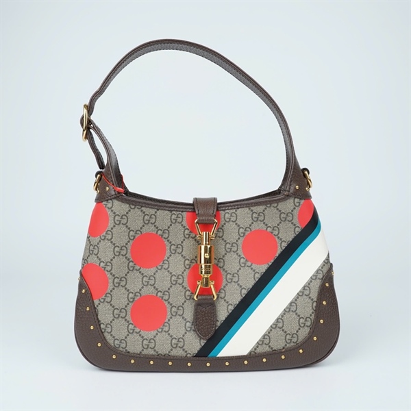 Túi GG Jackie 1961 xám chấm bi đỏ (678843-520981) sz27 (TL) KG+