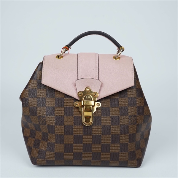 Balo LV ô vuông nâu nắp hồng 2 strap (SR3118) sz19x11x22 (TL) KG+