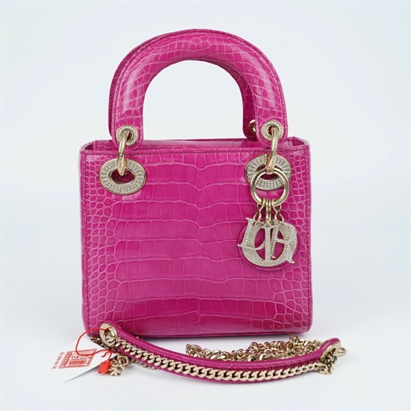 Túi Dior Lady hồng da cá sấu (02-MA-0148) szmini (TL) KG+